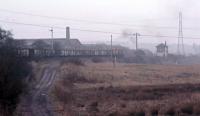 A 20 with a loaded coal train heads south at Garnqueen South Junction in the 1980s. The works in the background is the Gartliston Fire Clay Works, a brick works now closed and largely demolished.<br><br>[Alastair McLellan //]