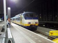 Shortly before midnight, Sprinter (Stads Gewestelijk Materieel (SGM)) No 2966, has just arrived from Woerden and Utrecht.  <br><br>[Andrew Wilson 16/07/2015]