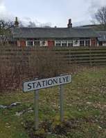 An appropriate road name at Eddleston, close by the closed station (in background).<br><br>[John Yellowlees 09/04/2016]