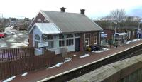 The down platform at New Cumnock station on 18 February 2016.<br><br>[Ken Browne 18/02/2016]