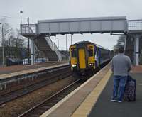 Replacement of the footbridge has provided clearance for electrification.<br><br>[John Yellowlees 28/04/2016]