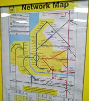 The Merseyrail network map. Whilst the green Wirral Line and the blue Northern Line unmistakably exist the red City Line doesn't seem to be much of a reality outside this diagram, having no noticeable branding and operating out of Lime Street mainline station on Northern Rail trains all bound for points beyond Merseyside. Am I missing something?<br><br>[David Panton 30/06/2016]