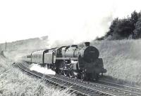 BR Standard class 5 4-6-0 73060 at Craighead Summit approaching Dailly on 15 August 1959 with a Girvan - Glasgow train. [Ref query 4667]<br><br>[G H Robin collection by courtesy of the Mitchell Library, Glasgow 15/08/1959]