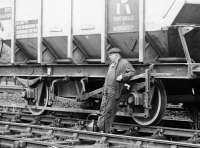 An undated photograph taken during wagon maintenance at Galashiels lyes. The gentleman featured is Mr J Scott.<br><br>[Dougie Squance (Courtesy Bruce McCartney) //]