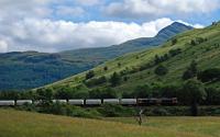 66740 heads south with the empties from the Lochaber Smelter in July 2016. Ben Lomond rises in the background.<br><br>[Ewan Crawford 29/07/2016]