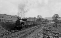 NCB No 24 climbs through Burnton loop with coal from Pennyvenie. Minnivey mine in the background. May 1974.<br><br>[Bill Roberton 01/08/2016]