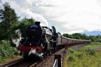 Black 5 No.45407 makes a slow approach to the station at Loch Eil<br>
Outward Bound with the morning * Jacobite * steam service to Mallaig.<br><br>[John Gray 02/08/2016]