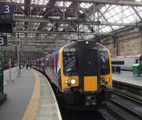 350405 TranPennine Express at Glasgow Central on 1st August.<br>
<br><br>[Veronica Clibbery 01/08/2016]
