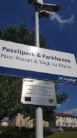 The plaque at Possilpark and Parkhouse station.<br><br>[John Yellowlees 16/08/2016]