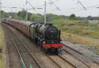 46115 <I>Scots Guardsman</I> rolls a <I>Cumbrian Mountain Express</I> excursion through Hest Bank on 20th August 2016. The loco had taken over the train at Preston and was running via Shap to Carlisle and returning via the Cumbrian Coast. <br><br>[Mark Bartlett 20/08/2016]