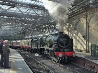 46100 'Royal Scot' leaves Waverley with the second Borders steam trip on 28 August.<br><br>[Bill Roberton 28/08/2016]