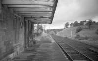 From my first visit to Waterside in 1973.  The closed station, still with canopy, with evidence of track rationalisation.<br><br>[Bill Roberton //1973]