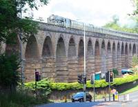 The Sunday morning Edinburgh - Tweedbank ScotRail 'Borders Line Steam Special' crosses Newbattle Viaduct on 11 September 2016 behind 46100 <I>Royal Scot</I>. <br><br>[John Furnevel 11/09/2016]