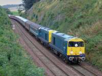The 'GBRf 15' tour from Edinburgh to Inverness and return nears Aberdour hauled by Harry Needle 20096 and 20107, with Colas 47739 on the rear.<br><br>[Bill Roberton 10/09/2016]