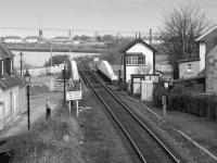 Looking east to the swing bridge and signalbox, Clachnaharry, with the Kessock Bridge in the background.<br><br>[Bill Roberton 28/03/1988]