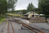 A view of the Vale of Rheidol Devils Bridge terminus looking towards the station throat from the buffer stops on 18th September 2016. <br><br>[Mark Bartlett 18/09/2016]