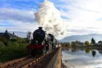 K1 No.62005 races away from Corpach with The Jacobite on a sunny<br>
October morning.<br><br>[John Gray 21/10/2016]