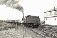 Ex-LMS 4F 0-6-0 44329 at Drongan on 30 March 1959 with trip K45 to Littlemill Colliery.<br><br>[G H Robin collection by courtesy of the Mitchell Library, Glasgow 30/03/1959]