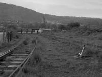 Looking east to the end of the line at Burntisland Docks.  The rails used to connect with the main line for coal traffic but were cut back in the 1970s.<br><br>[Bill Roberton //1987]