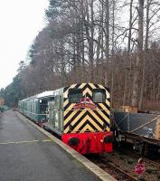 <I>All ready for Christmas...</I> Ex-BR class 03 DM D2094 at Milton of Crathes on 29 November 2016 complete with a 'Santa Special' headboard, with the RDRPS battery EMU standing beyond.<br><br>[Andy Furnevel 29/11/2016]