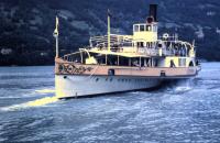PS Lotschberg seen on Lake Brienz in July 1962. She dates from 1914 and was rebuilt in 1975 and restored during a boiler replacement completed in 2002.<br><br>[Colin Miller /07/1962]