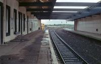Under the roof at Dunbar in 1987 looking east. The overall roof and disused platform have since been removed.<br><br>[Ewan Crawford //1987]