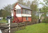 The signal box at Alston station on a quiet spring morning in 2006, seen looking north west from the level crossing. <br><br>[John Furnevel 11/05/2006]