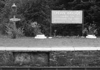 Period platform furniture at Spean Bridge in 1977. The bus service is a reminder of the branch to Fort Augustus, the Invergarry and Fort Augustus Railway.<br><br>[Bill Roberton //1977]