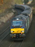 DRS 68016 leads the 'Northern Belle' towards Dalgety Bay on its way from Dundee to Perth via Edinburgh (!) with 68023 on the rear.  17 December.<br><br>[Bill Roberton 17/12/2016]