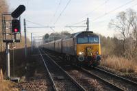 Northern Belle approaching Gartcosh on 13/12/2016 with 57301 in charge with 57302 on the rear. This was a Xmas lunch special from Glasgow Central to Ardlui.<br><br>[Alastair McLellan 13/12/2016]