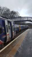 One train in each direction daily between Edinburgh and Inverness is worked by a pair of Class 158s, and they pass at Pitlochry.<br><br>[John Yellowlees 06/01/2017]