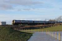 TPE 350406 runs past some flooded fields at Morecambe South Junction with a Manchester Airport to Edinburgh service on 13th January 2017. <br><br>[Mark Bartlett 13/01/2017]