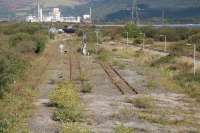 Looking North towards Margam East Jcn. The line on the left is the only line that is connected to the yard but is heavily overgrown.<br><br>[Alastair McLellan 13/10/2016]