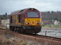 DBC 67028 on a Mossend - Townhill - Mossend route learning trip on 21 February.<br>
Nearing Newmills with Torryburn in the background.<br><br>[Bill Roberton 21/02/2017]
