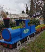 Aberdour in Bloom. A different design of barrel train at Aberdour. (Looks a bit Caley blue though? -Ed).<br><br>[John Yellowlees 09/02/2017]