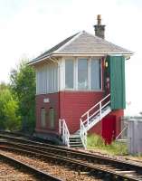The smart looking signal box just north of the station at Barrhead, seen shortly after receiving a 'wash and brush up' in the summer of 2006.<br><br>[John Furnevel /08/2006]