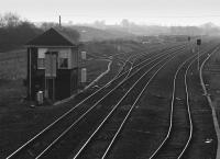 Cadder Yard looking west with signalbox to left.<br><br>[Bill Roberton //1994]