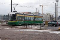 At the terminus of the newly extended line to Lansisatama / Vastrahamnen (West Harbour) is a new Transtech Oy tram built in Otanmaki, Finland. <br>
The area is still 'a work in progress'.<br><br>[Colin Miller 02/03/2017]