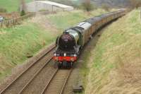 <h4><a href='/locations/H/Hellifield'>Hellifield</a></h4><p><small><a href='/companies/N/North_Western_Railway'>North Western Railway</a></small></p><p>60103 <I>'Flying Scotsman'</I> hauling the S&C re-opening special from the K&WVR to Carlisle on 31 March 2017. The train is approaching Hellifield on the outward run. 96/132</p><p>31/03/2017<br><small><a href='/contributors/John_McIntyre'>John McIntyre</a></small></p>