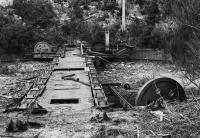 Kyle of Lochalsh's 60' turntable being prepared for removal to Aviemore on the Strathspey Railway in 1977.<br><br>[Bill Roberton //1977]
