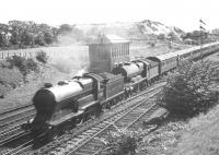 LNER 4-4-0 6382 <I>Colonel Gardiner</i> double heads an unidentified Atlantic north past Dalmeny Junction in the 1930s. <br><br>[Dougie Squance (Courtesy Bruce McCartney) //]