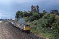 27205 powers past Burntisland on an Edinburgh - Perth service on 17th July 1981.<br><br>[Graeme Blair 17/07/1981]