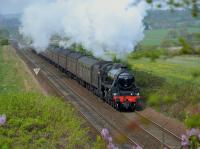 45212 climbs away from Inverkeithing East Junction with the Great Britain X from Edinburgh to Inverness on 30 April.<br><br>[Bill Roberton 30/04/2017]