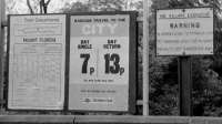 The Mount Florida notice board in 1972. The timetable, warning as to trespass and remarkable bargain fares to the city. According to the ThisIsMoney website approximately 91p single and £1.69 return in today's money. About half the present fare for a turn-up-and-go ticket.<br><br>[Ian Millar //1972]