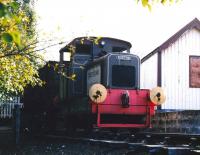The former Longmorn distillery Ruston & Hornsby 0-4-0DM shunter <I>Queen Anne</I> [works no 265618/1948] in the SRS shed yard at Aviemore in September 2004 [see image 53716].<br><br>[John Furnevel 19/09/2004]