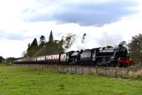 After a water stop at Kingussie, Black 5 No.45212 and K1 No.62005 power<br>
up the gradient towards Kincraig with <i>The Great Britain X</i>.<br><br>[John Gray 01/05/2017]