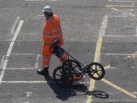 Not so much an abandoned pushchair being removed from the car park, more a state of the art utilities detector being repositioned for another run prior to the start of demolition work at the east side of the station.<br><br>[Colin McDonald 03/05/2017]