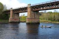 This is the bridge which carried the line from Stanley Junction to Coupar Angus. It spans the River Tay just west of Cargill. Pedestrian Access is denied and a £25 trespass fine applies!<br><br>[Ian Millar 25/04/2017]