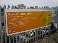 Banner at Greenhill explaining the function of the power supply feeder station for the EGIP electrification project and why it has been sited at this location. <br><br>[Douglas McPherson 28/04/2017]