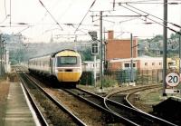 A BR InterCity 125 HST runs south west through Slateford station in 1990.<br><br>[John Furnevel //1990]